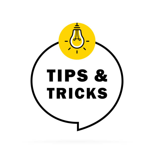 Tips and trick circle message bubble with light bulb emblem. Banner design for business and advertising. Vector illustration Tips and trick circle message bubble with light bulb emblem. Banner design for business and advertising. Vector illustration. tips tricks stock illustrations