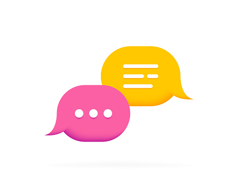 3d speech bubble message box. Social media dialogue and chatting concept. Vector illustration.