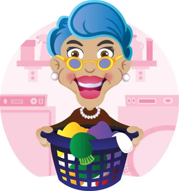 Vector illustration of Woman doing Laundry