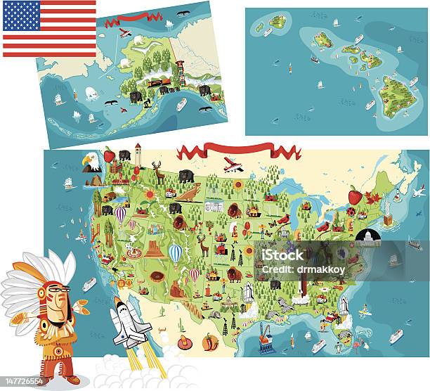 말풍선이 있는 맵 Usa 지도에 대한 스톡 벡터 아트 및 기타 이미지 - 지도, 만화, 미국