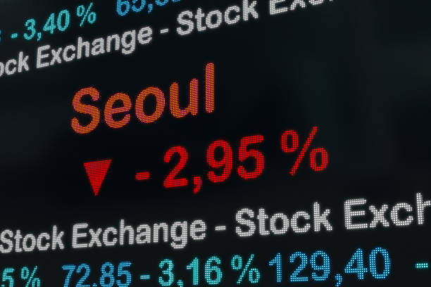 istock Seoul stock exchange moving down. 1477266580