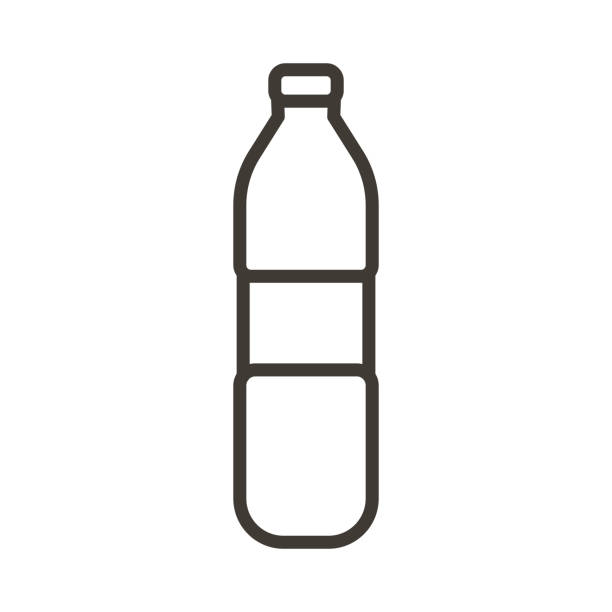 wektor minimalna cienka linia, ikona, kontur, rysunek liniowy, ilustracja butelki wody lub napoju gazowanego - water bottle purified water water drink stock illustrations