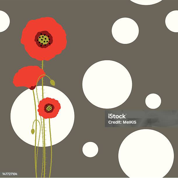 Абстрактный Весна Красный Мак На Фоне Бесшовные Узор — стоковая векторная графика и другие изображения на тему Абстрактный