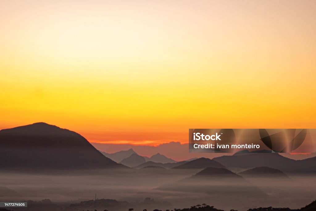 sunrise in the mountains Atmospheric Mood Stock Photo