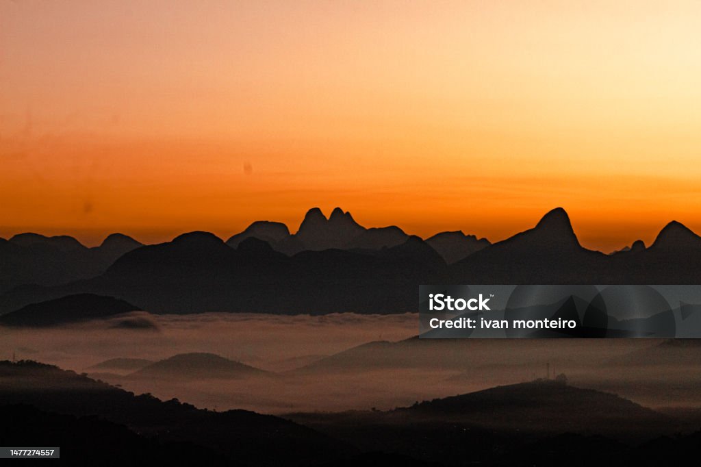 sunrise in the mountains Atmospheric Mood Stock Photo