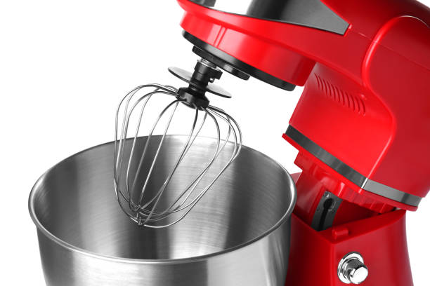 istock Modern red stand mixer isolated on white, closeup 1477275551