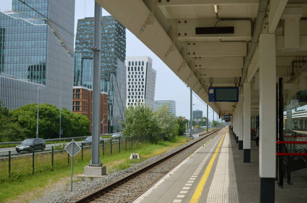 istock Beautiful modern train station in city on sunny day 1477276545