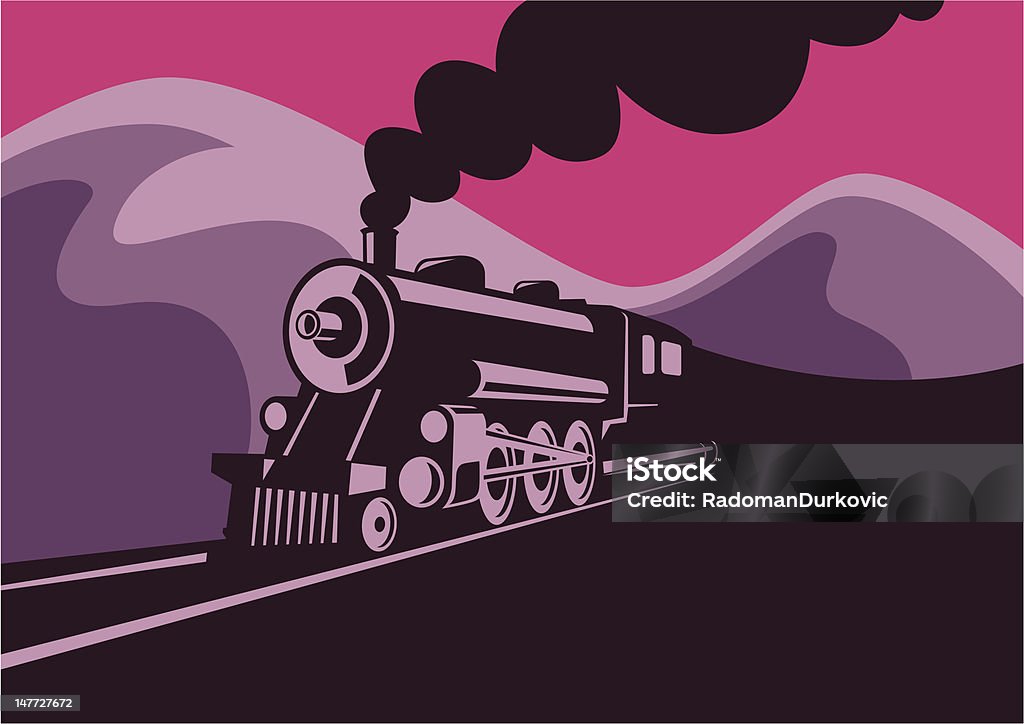 Old locomotive. Old locomotive. Vector illustration. Steam Train stock vector