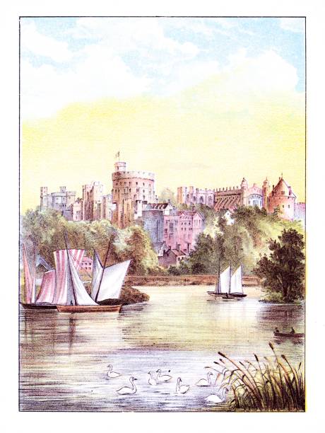 illustrazioni stock, clip art, cartoni animati e icone di tendenza di castello di windsor, berkshire, inghilterra - castle bamburgh english culture old