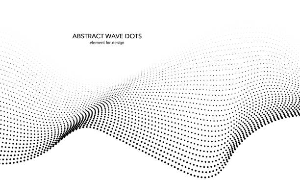 디자인을 위한 추상 웨이브 점선 요소. 예술 배경에 점이 있는 양식화된 선. 파도는 선 점으로 다양합니다. 디지털 주파수 트랙 이퀄라이저. 곡선의 부드러운 물결 모양의 끈. 벡터 그림입니다. - backgrounds water wave white background stock illustrations