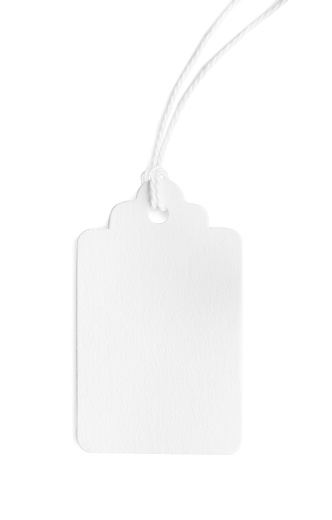 Tag with space for text isolated on white, top view