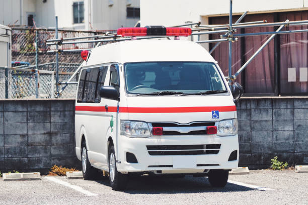 istock Japanese ambulance and parking area 1477286808