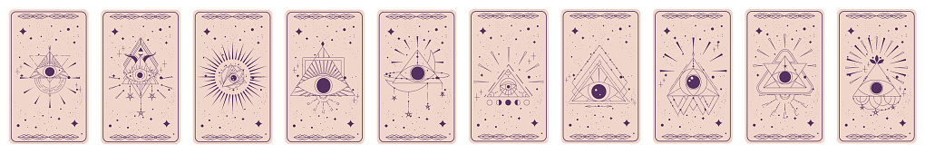 Pyramid Collection Tarot Tarot Card Set With Mystic Eye Pyramid Isolated Boho Esoteric Tarot ...