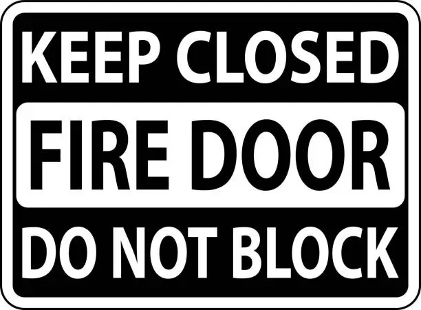 Vector illustration of Keep Closed Do Not Block Fire Door Sign