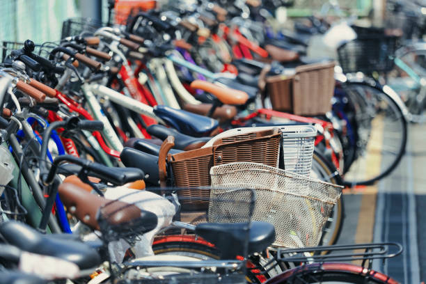 Scenery of bicycle parking lot in Japan