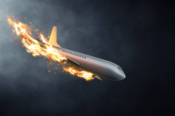istock Airplane on dark background 3d illustration 1477301415