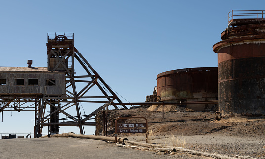Site of old Junction Mine in Broken Hill, New South Wales, Australia. The Broken Hill Junction Silver Mining Co. was formed here in 1886.