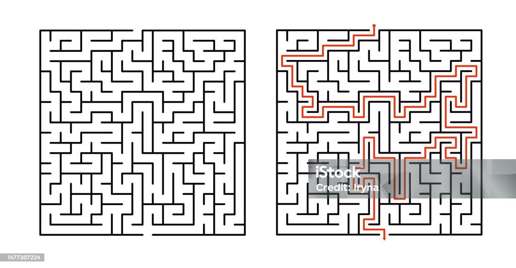 Vector Square Maze Stock Illustration - Download Image Now - Maze ...