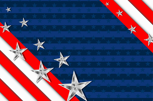Background for USA holidays. Independence day, memorial, labor, presidents day banner design with stars and stripes. Vector illustration.