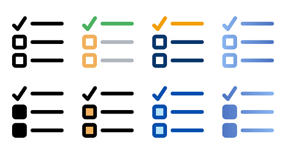 Checklist icons in different style. Checklist icons. Different style icons set. Vector illustration