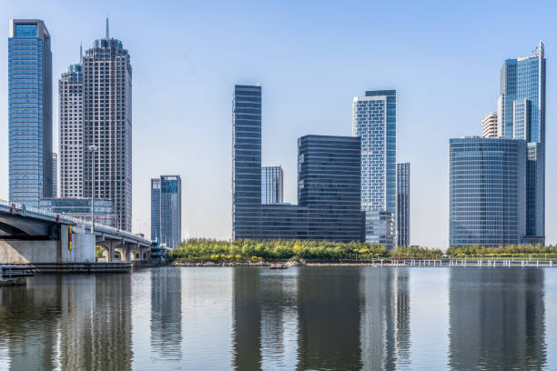 istock Tianjin city waterfront downtown skyline,China. 1477320825