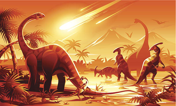 ilustrações, clipart, desenhos animados e ícones de extinção dos dinossauros - extinto