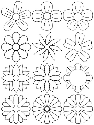 Flower vector set, Flower simple cartoon style.