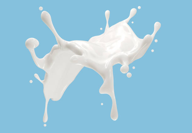 istock abstract beauty realistic milk splashing isolated on blue background. 3D Rendering. clipping part. 1477331482
