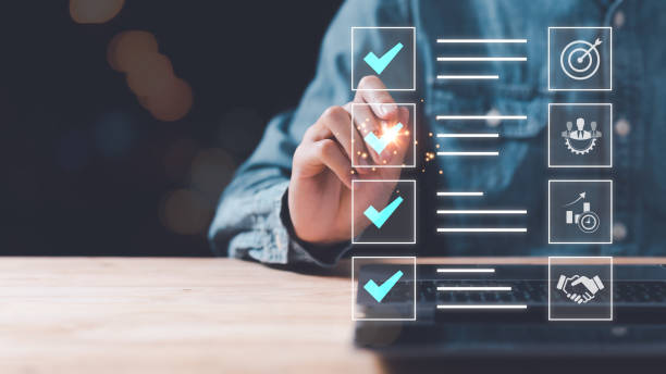 istock operator makes mark on the survey topic ,Goal setting and business planning ,checklist ideas, checkbox to conduct opinion and quality surveys or satisfaction ,quality inspection 1477339376
