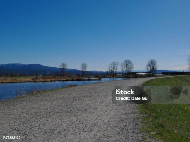 Trail Along The Alouette River Stock Photo - Download Image Now - Canada, Clear Sky, Cloud - Sky
