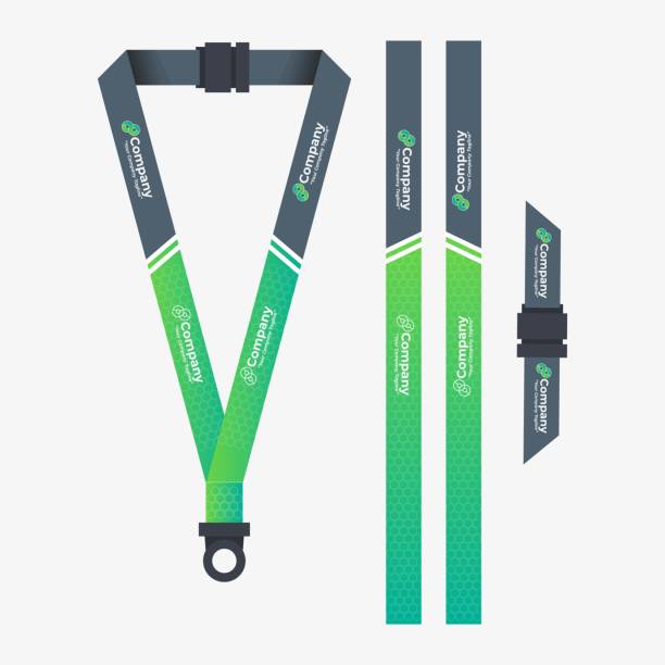 illustrations, cliparts, dessins animés et icônes de blue lanyard - copier - lanière objet manufacturé