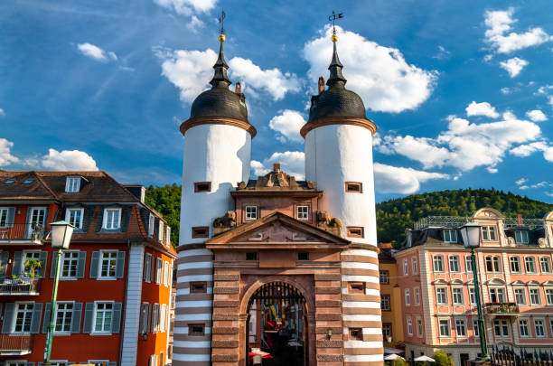 View of Stadttor Gate from the Old Bridge in Heidelberg, Germany