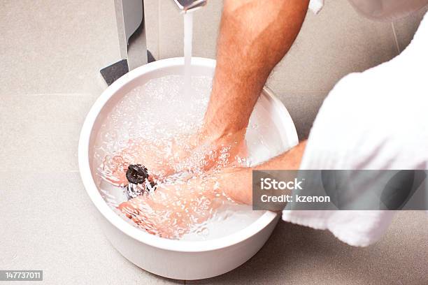 Man Having Hydrotherapy Water Footbath Stock Photo - Download Image Now - Foot Bath, Men, Human Foot