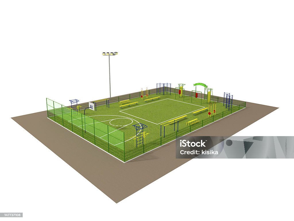 Campo de Esportes de modelos 3d isolado no branco - Foto de stock de Figura para recortar royalty-free