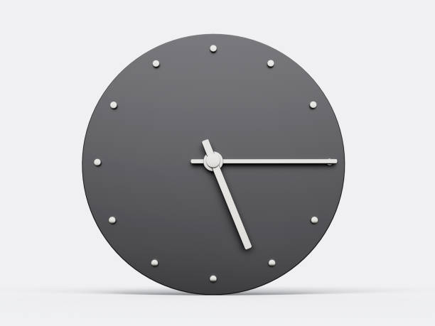 istock Simple clock gray 5:15 o clock quarter past Five Modern Minimal Clock. 3D illustration 1477388074