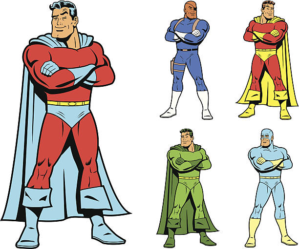 Classic Superhero and Cool Variations Image Set vector art illustration