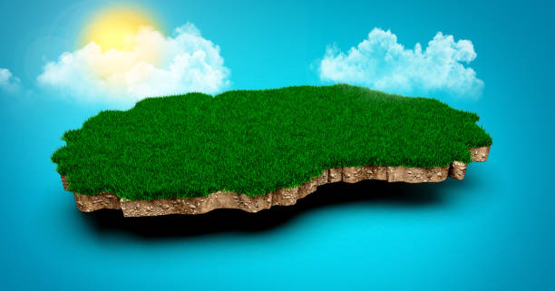 istock North Macedonia Map Soil Land Geology Cross Section, Grass And Rock Ground Texture, 3d illustration 1477390901