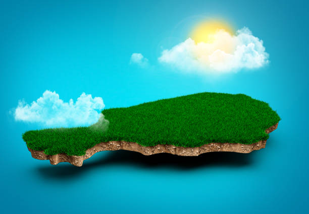 istock Niger Map Soil Land Geology Cross Section With Green Grass And Rock Ground Texture, 3d illustration 1477390904