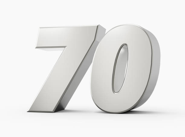 istock Silver 3d numbers 70 Seventy. Isolated white background 3d illustration 1477391181