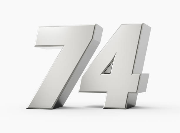 istock Silver 3d numbers 74 Seventy Four. Isolated white background 3d illustration 1477391247