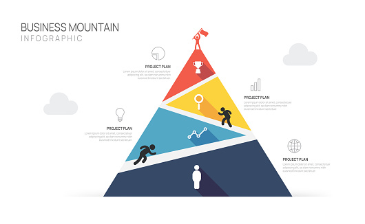 Infographic Business growth design template. Business Mountain concept with 4 steps