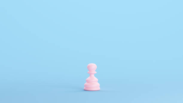 istock Pink Chess Piece Pawn Strategy Game Traditional Competition Object Kitsch Blue Background 1477397857