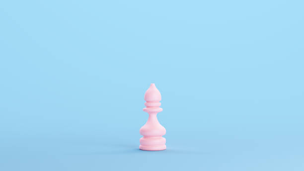 istock Pink Chess Piece Bishop Strategy Game Traditional Competition Object Kitsch Blue Background 1477398601