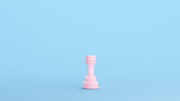 istock Pink Chess Piece Rook Castle Strategy Game Traditional Competition Object Kitsch Blue Background 1477398605