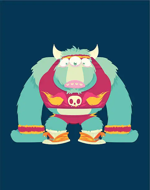 Vector illustration of Even monsters workout