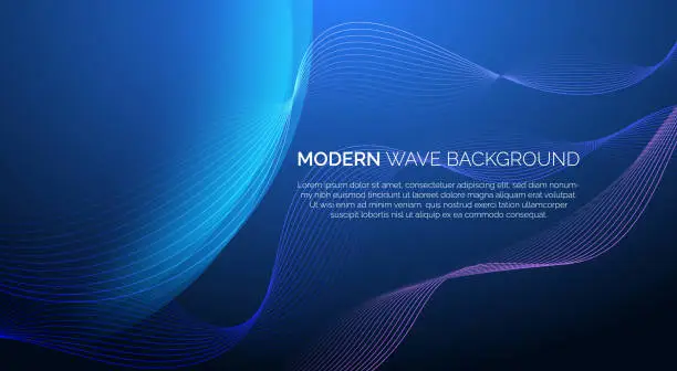 Vector illustration of Modern blue liquid wave line particle technology abstract background