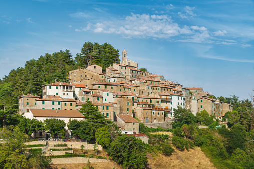Gerfalco old village skyline. Grosseto province, Tuscany region, Italy, Europe.