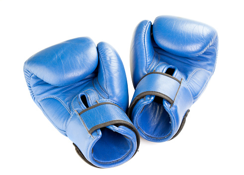 blue boxing gloves isolated on a white background