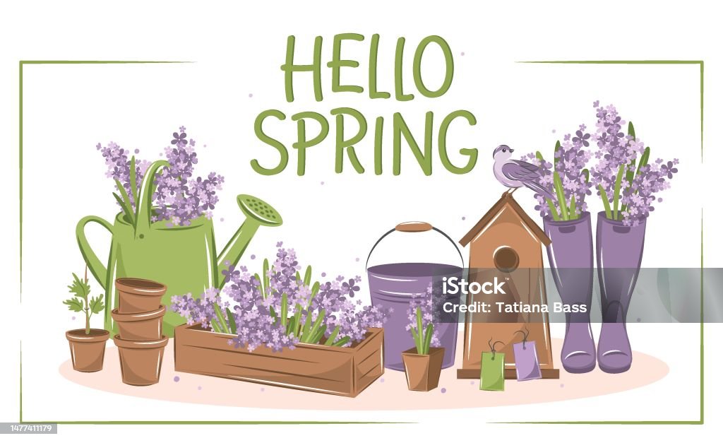 Hello Spring 01 Stock Illustration - Download Image Now - Drawing - Art ...
