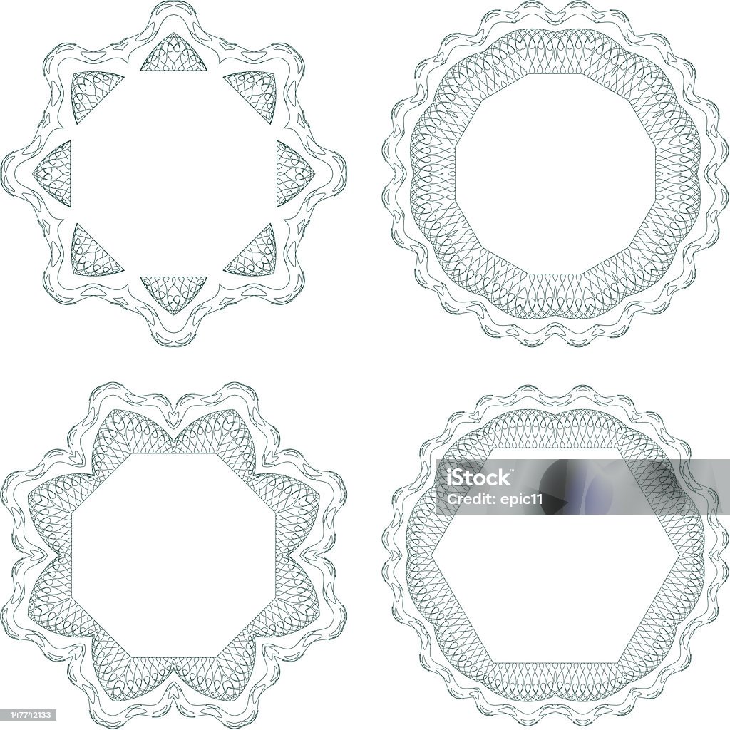 Conjunto de vetor Guilhoché rosettes - Vetor de Artigo de decoração royalty-free